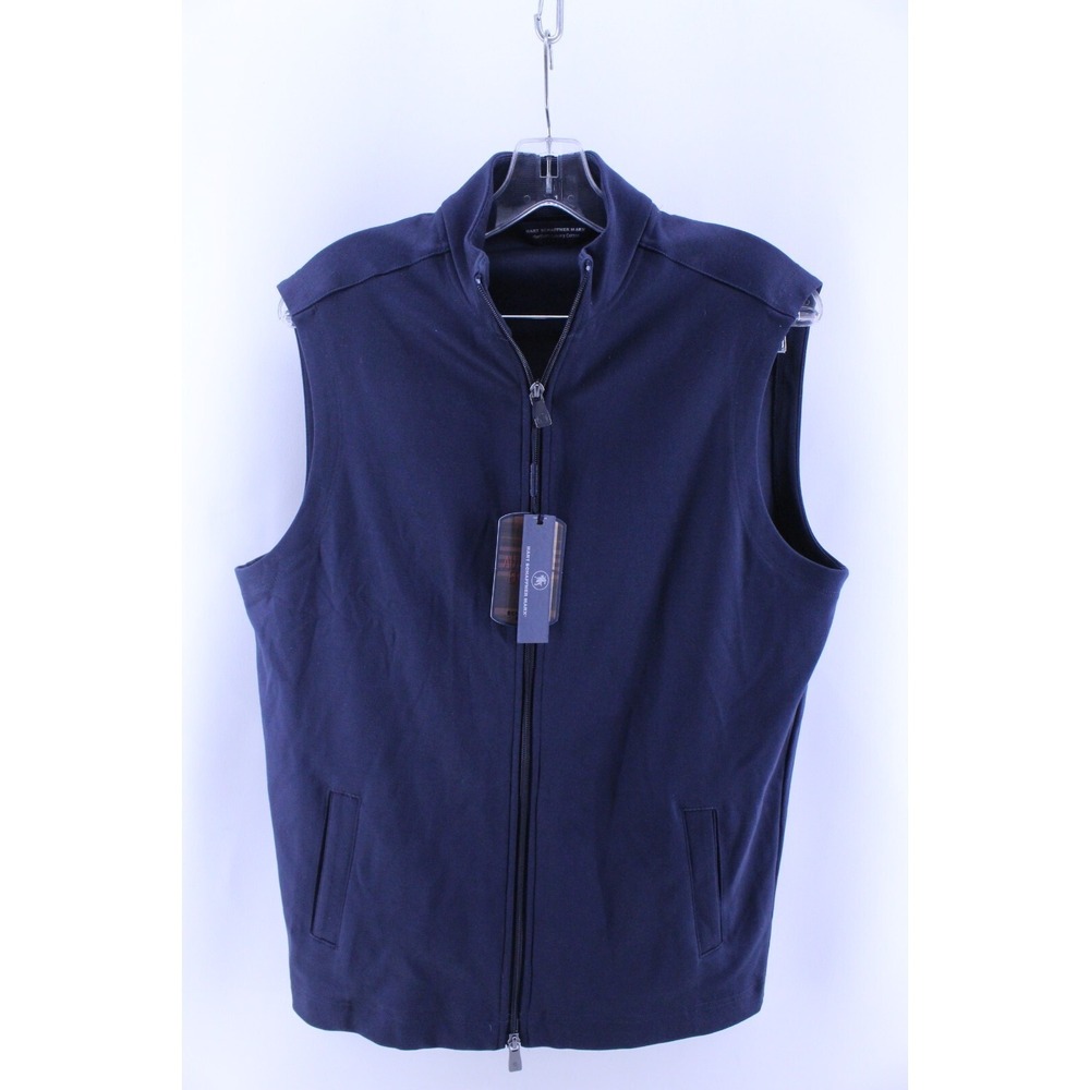 Hart Schaffner Marx Navy Blue Full Zip Vest Jacket Men's Small NWT HartSoft $125